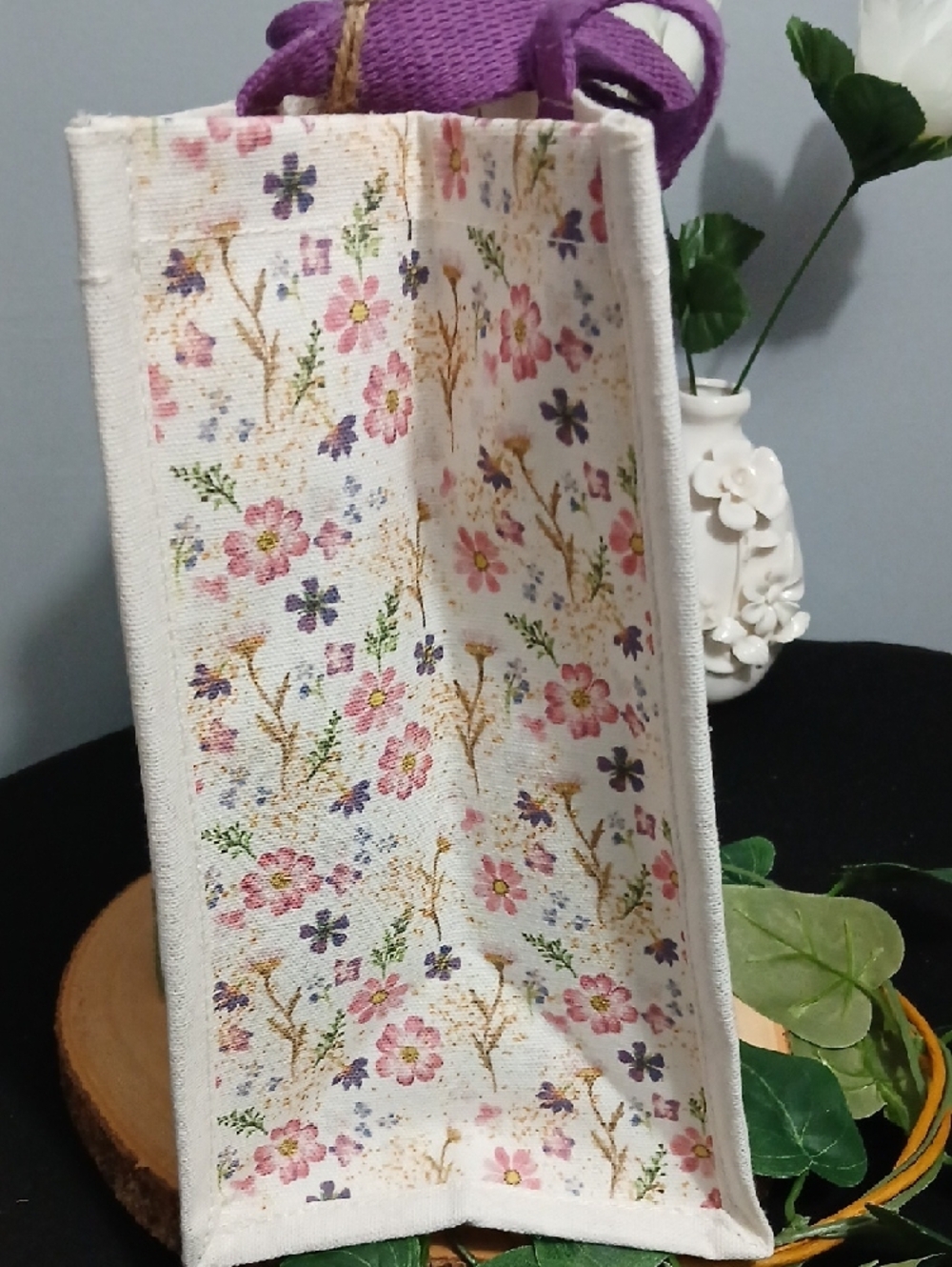 Floral 'MOM' Canvas Tote Bag in Cream and Pink NWT - Picture 3 of 9